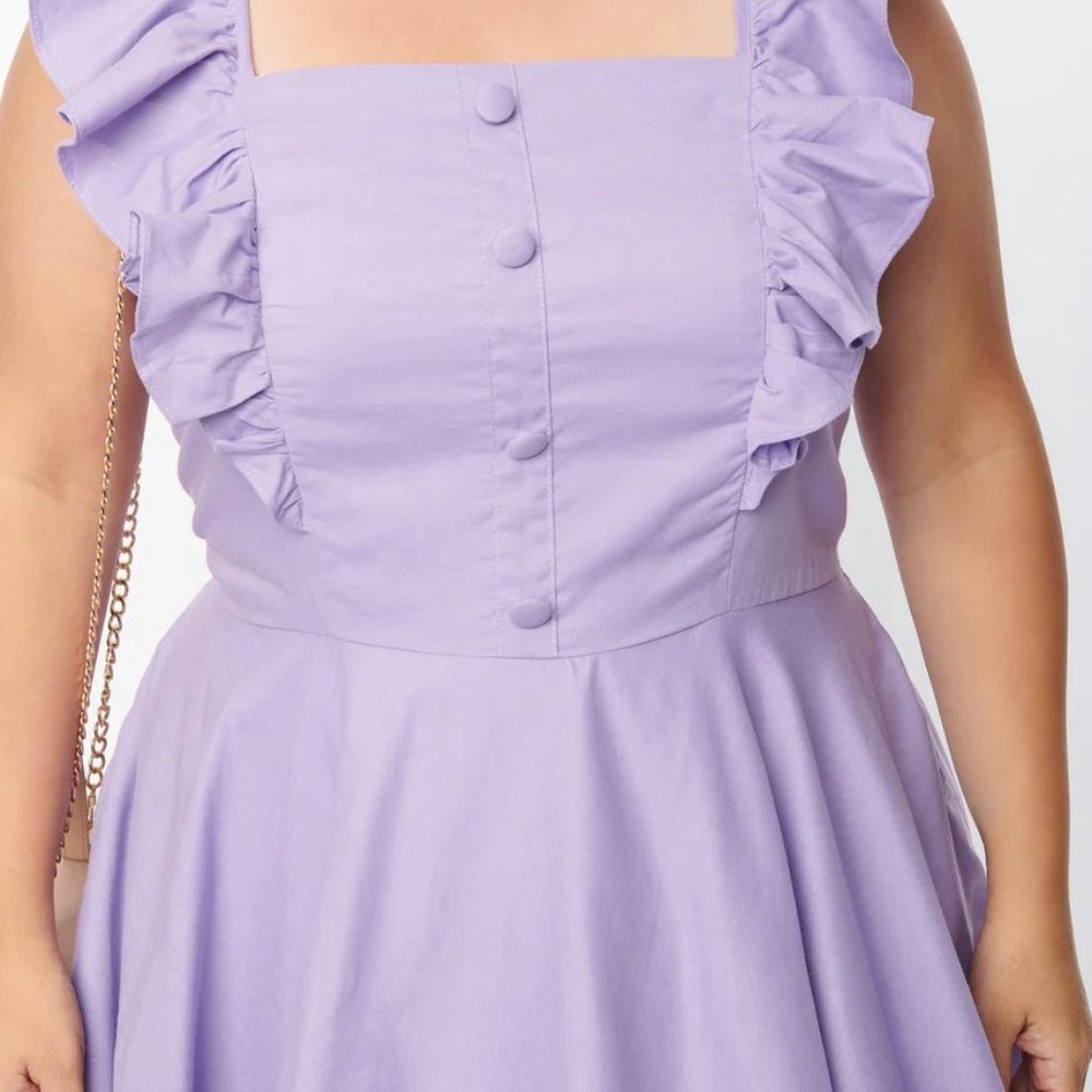 NEW Unique Vintage Light Purple Ruffle Button Housewife Dress 2XL Plus Size NWT - Picture 3 of 3